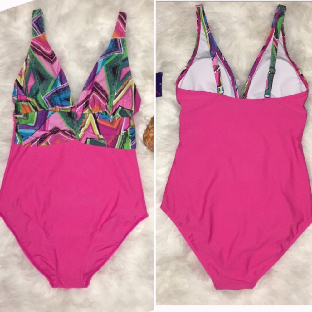 🆕Jams World Pink Geometric One Piece Swimsuit